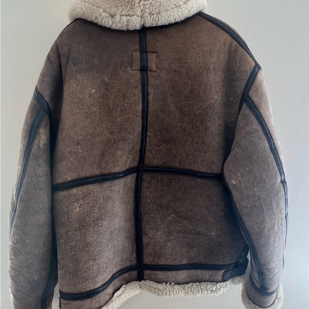 Men's Shearling Aviator Jacket - Brown - Picture 8 of 15